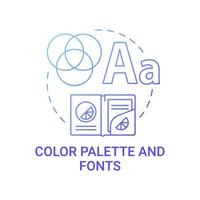 Color palette and fonts concept icon. Business branding abstract idea thin line illustration. Expressing brand promise and personality. Aesthetic appearance. Vector isolated outline color drawing