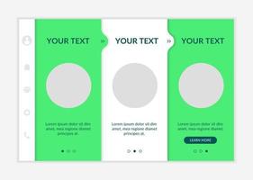 centrándose en la plantilla de vector de incorporación de clima y biodiversidad. sitio web móvil receptivo con iconos. Tutorial de la página web Pantallas de 3 pasos. concepto de reducción de emisiones de color con espacio de copia