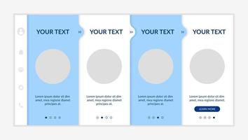 Brand recognition onboarding vector template. Professional service. Responsive mobile website with icons. Web page walkthrough 4 step screens. Brand visibility color concept with copy space