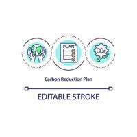 Carbon reduction plan concept icon. CO2 emissions lowering initiative abstract idea thin line illustration. Measuring, offset carbon footprint. Vector isolated outline color drawing. Editable stroke