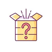 Mystery box RGB color icon. Chest with question mark. Win surprise. Solving puzzles, clues for riddles. Part of mystery quest. Isolated vector illustration. Escape room simple filled line drawing