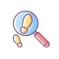 Looking for footsteps RGB color icon. Criminal investigation. Detective work. Solving puzzles, clues for riddles. Part of quest. Isolated vector illustration. Escape room simple filled line drawing