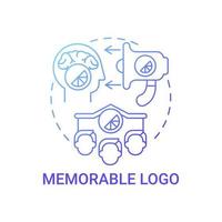 icono de concepto de logotipo memorable. principio de diseño de logotipo idea abstracta ilustración de línea fina. atraer la atención de los clientes. promover la imagen y el mensaje empresarial. dibujo de color de contorno aislado vectorial vector