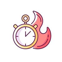 Time limit RGB color icon. Fast procedure. Urgent task. Timer with alarm. Limited offer. Solving puzzles with countdown. Isolated vector illustration. Escape room deadline simple filled line drawing