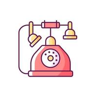 Telephone RGB color icon. Old fashioned phone. Classic device with cord. Solving puzzles, clues for riddles. Part of mystery quest. Isolated vector illustration. Escape room simple filled line drawing