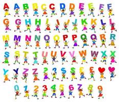 alfabeto infantil diverso vector