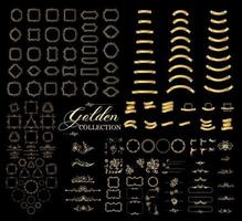 Borders and frames golden collection, gold elegant decorative dashed vignette sign vector