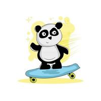 lindo panda en patineta vector