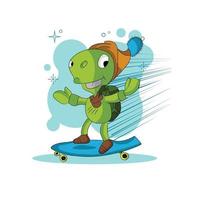 Cute Turtles  Skating board vector