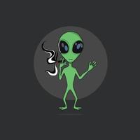 Cute Alien smoking vector