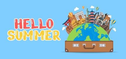 Hand draw illustration of Summer greeting banner. vector