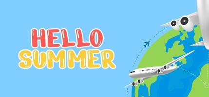 Hand draw illustration of Summer greeting banner. vector