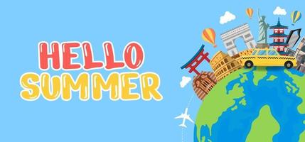 Dibujar a mano ilustración de banner de saludo de verano. vector