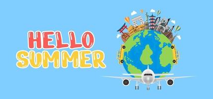 Hand draw illustration of Summer greeting banner. vector