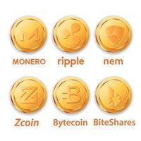 Cryptocurrencies gold coin vector