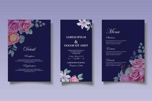 hermosa plantilla de invitación de boda floral dibujada a mano vector