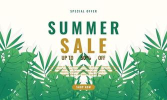 Summer tropical background sales promotion advertising banner template design vector