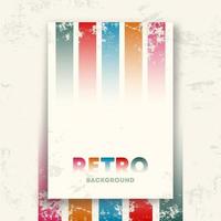Retro design poster with vintage grunge texture and colored lines. Vector illustration.