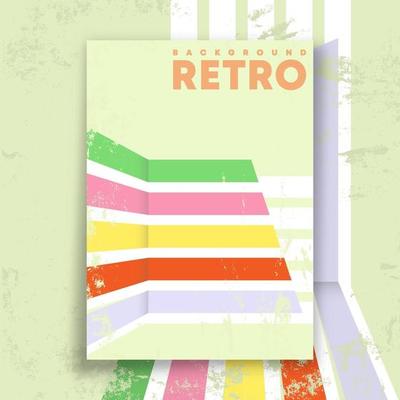 Retro design poster with vintage grunge texture and colored lines. Vector illustration.