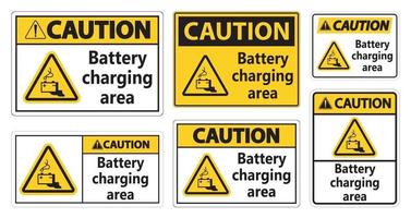 Caution Battery charging area Sign on white background vector