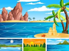 Four different scene of nature park and forest vector