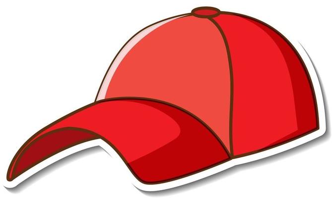 Sticker design with red baseball cap isolated