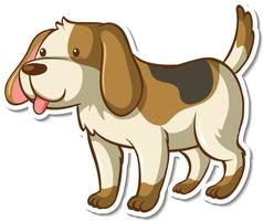 A sticker template with a beagle dog cartoon character vector