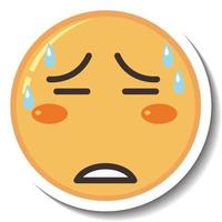 A sticker template with tired face emoji isolated vector
