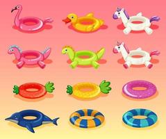 Different cute swimming ring set vector