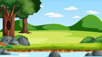 Nature scene with stream flowing through the forest vector