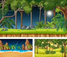 Different nature horizontal scenes in cartoon style vector