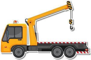 Sticker design with side view of tow truck isolated vector