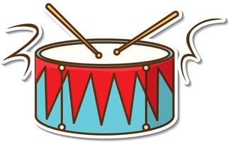 Sticker design with drum and drum sticks isolated vector