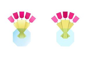 This is an origami set a bouquet of flowers with tulips vector