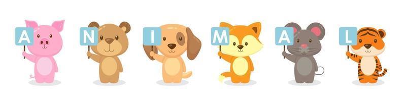 Cute Animal Characters Holding Board Signs vector