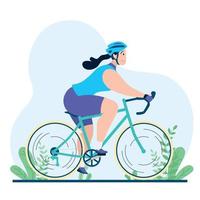 Professional caucasian woman cyclist on a road bike vector