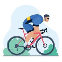 Professional cyclist on a road bike vector