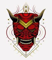 Samurai warrior mask. Traditional armor of Japanese warrior vector