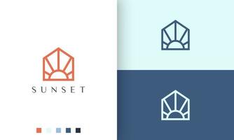 logotipo de sol o casa en línea mono minimalista y estilo moderno vector