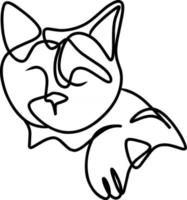 Cat Line Art flat illustration outline handwriting style