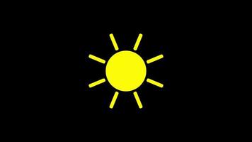 animação do ícone da luz do sol com fundo preto e canal alfa