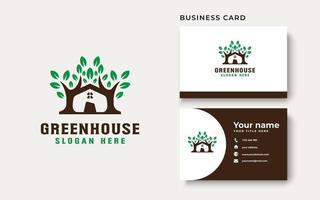 Tree with Roof House Logo Template. Vector Illustration