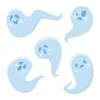 Cartoon funny spooky ghosts set vector