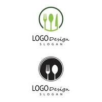 Ilustración de plantilla de logotipo de cuchara y tenedor vector