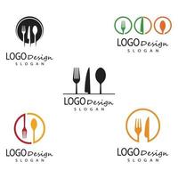 Ilustración de plantilla de logotipo de cuchara y tenedor vector