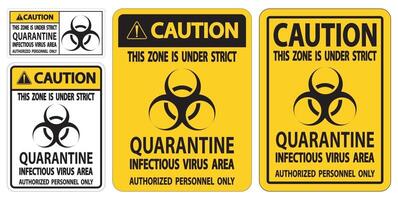 Caution Quarantine Infectious Virus Area Sign Isolate On White Background,Vector Illustration EPS.10 vector