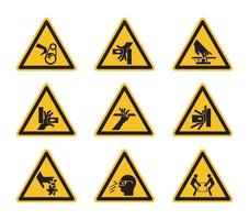 Triangular Warning Hazard Symbols labels On White Background vector