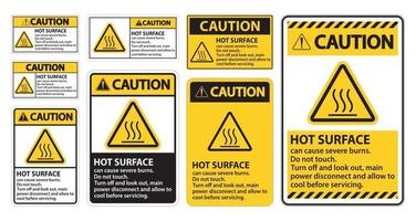 Caution Hot surface sign on white background vector
