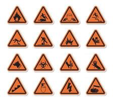 Triangular Warning Hazard Symbols labels Sign Isolate on White Background,Vector Illustration vector