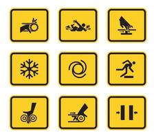 Warning Hazard Symbols labels Sign Isolated on White Background,Vector Illustration vector